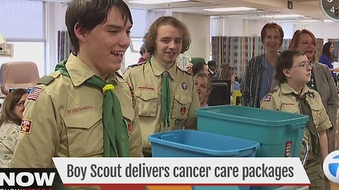 Boy Scouts deliver cancer care packages