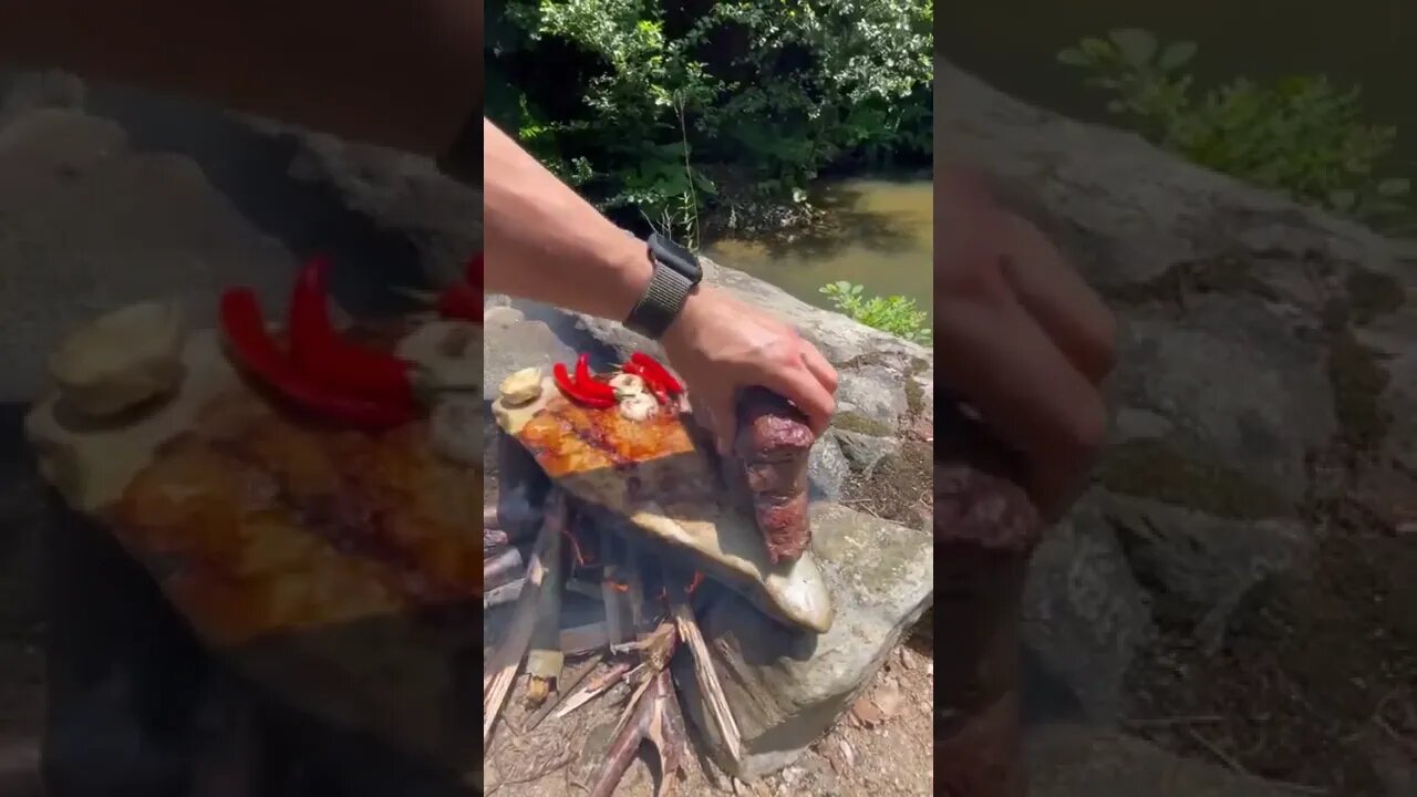 Stone cooking some steaks | @crazyfoodg... on IG 🇺🇸🥩🥘 #shorts #steak