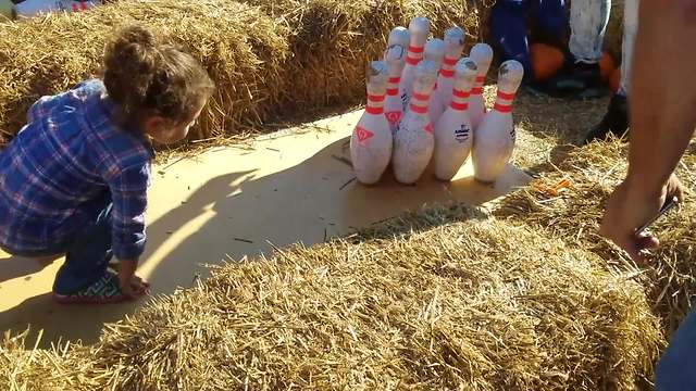 Adorable Girl Fails At Pumpkin Bowling