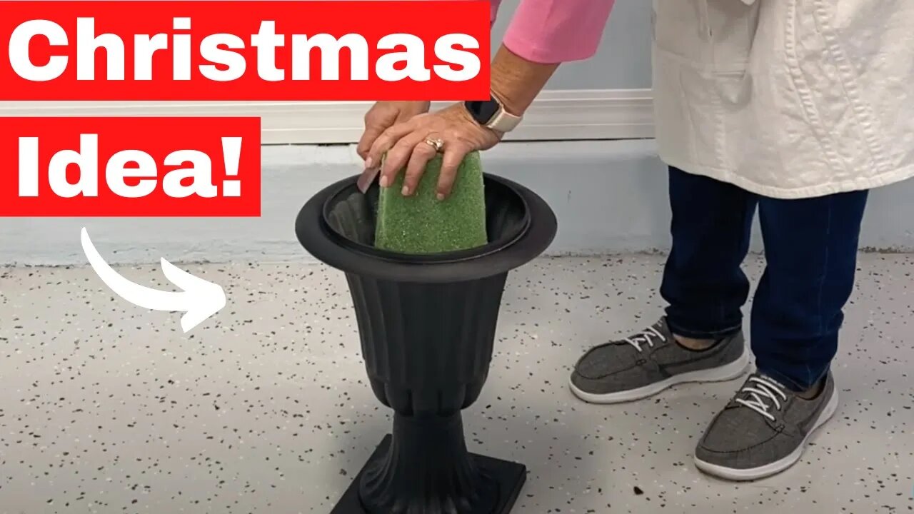 She sticks foam in an urn for this GENIUS Christmas idea!