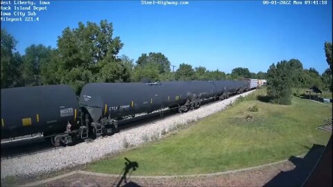 Two SD38 2 Working Hard on WB Manifest at West Liberty, IA on August 1, 2022 #steelhighway