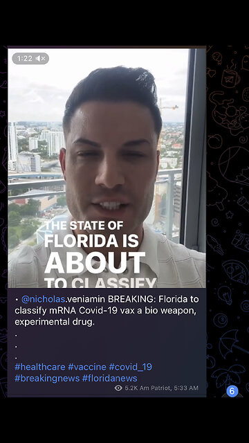 Florida to classify mRNA Covid-19 vax a bio weapon, experimental drug.