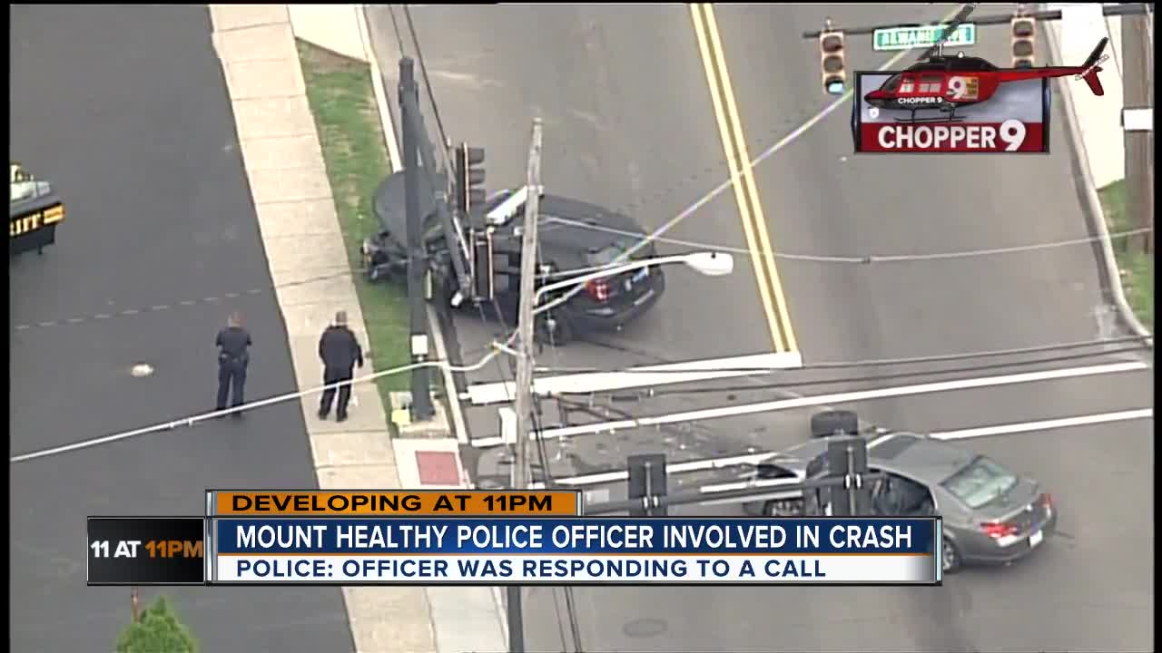 Chopper 9 Video: Police cruiser collides with car at Mount Healthy intersection