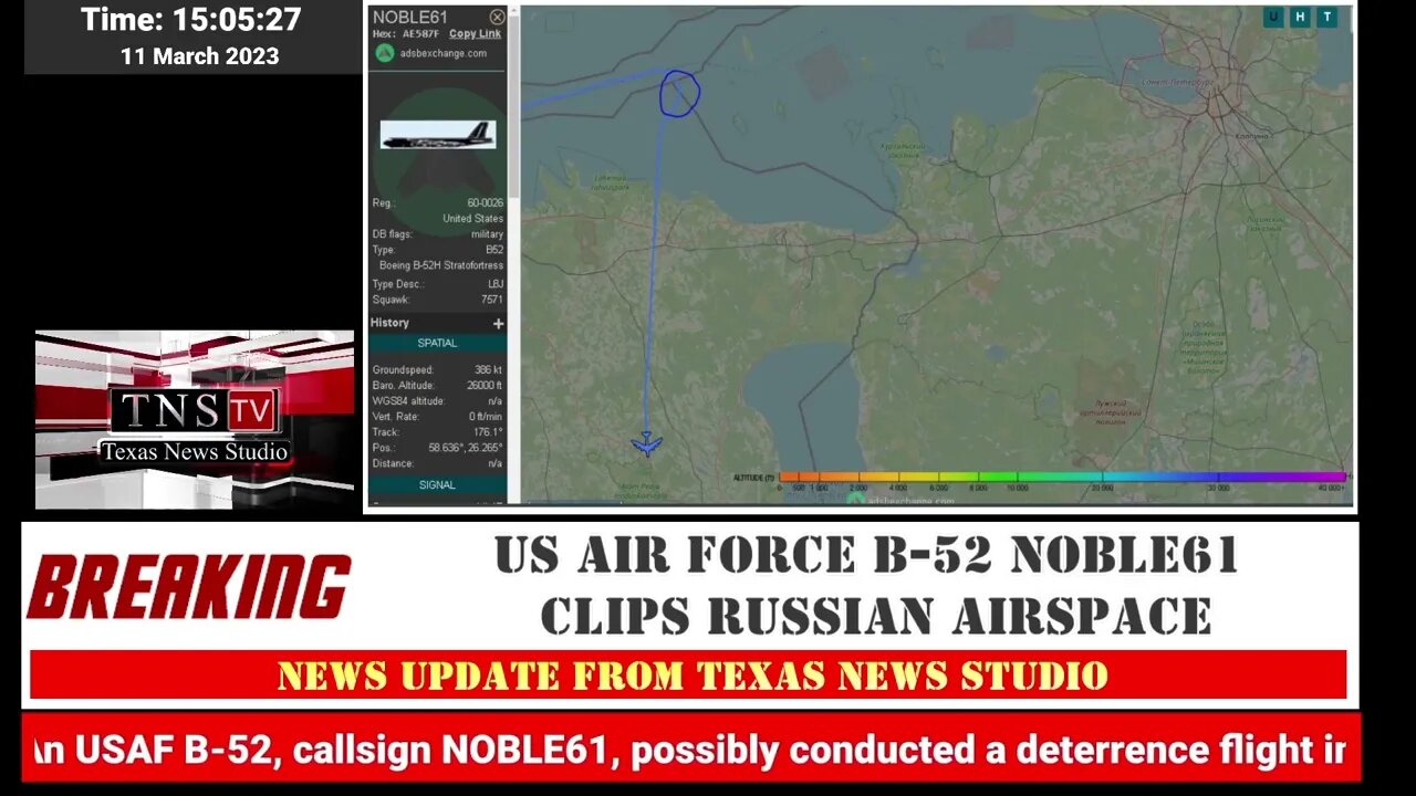 URGENT: US AIR FORCE B-52 CLIPS RUSSIAN AIRSPACE TODAY 3/11/2023