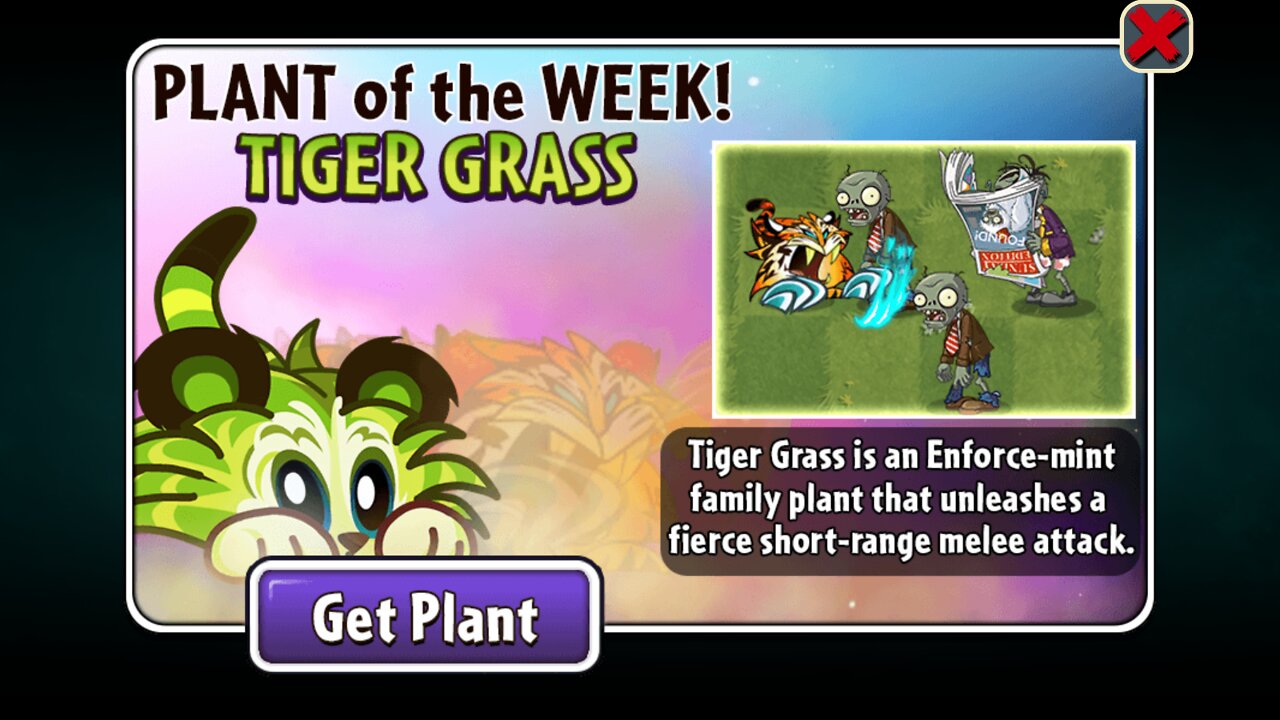 Plants vs Zombies 2 - Penny's Pursuit - Tiger Grass - July 2022