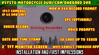 VSYSTO Dual Camera Motorcycle Dash Cam DVR recording system test review opinion