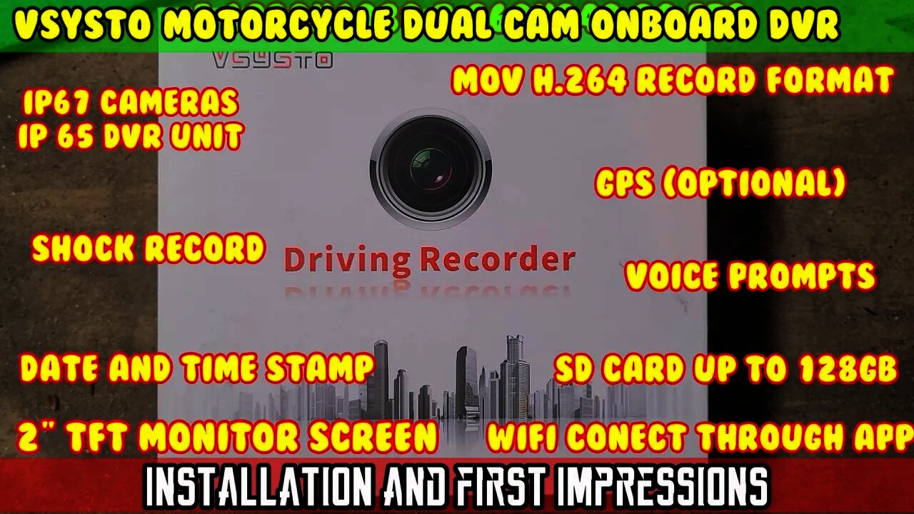 VSYSTO Dual Camera Motorcycle Dash Cam DVR recording system test review opinion