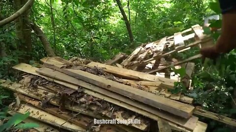 Jungle craft builds cabins from abandoned timber..3