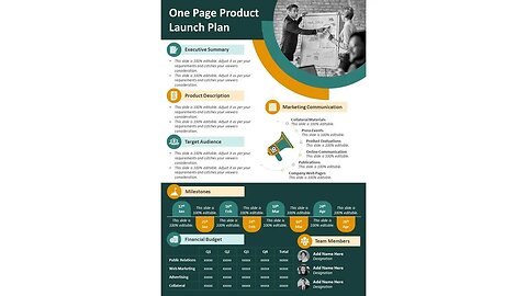 One Page Product Launch Plan PowerPoint Template