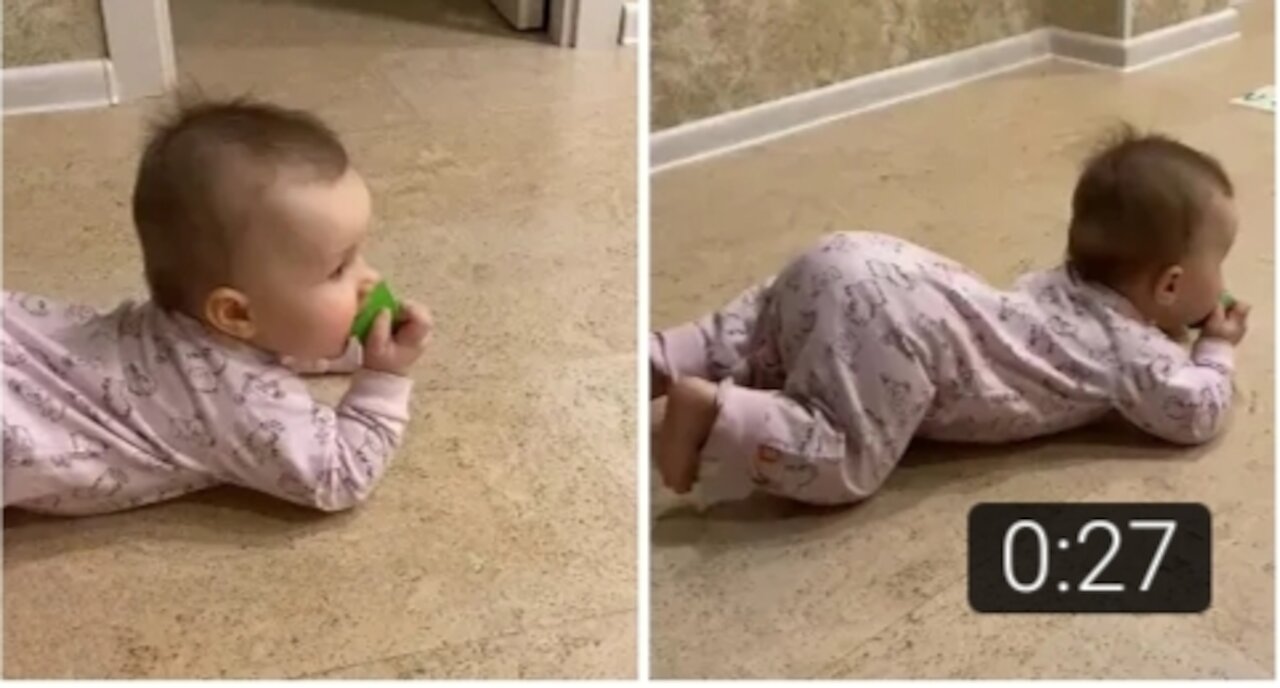 Baby decides to crawl in cutest possible way #Shorts