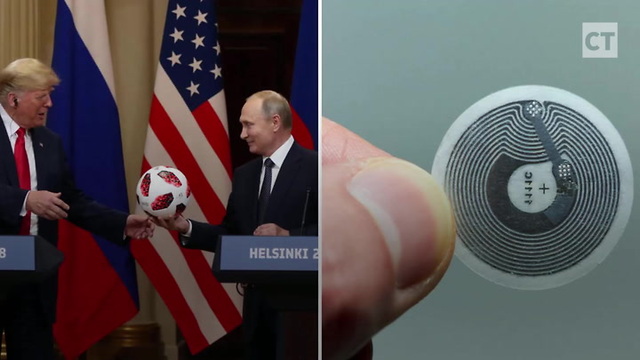 Media Freaks at E-Chip in Soccer Ball Putin Gave Trump, Don't Realize It's for Ads