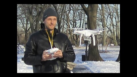 DJI Phantom over snow covered NYC