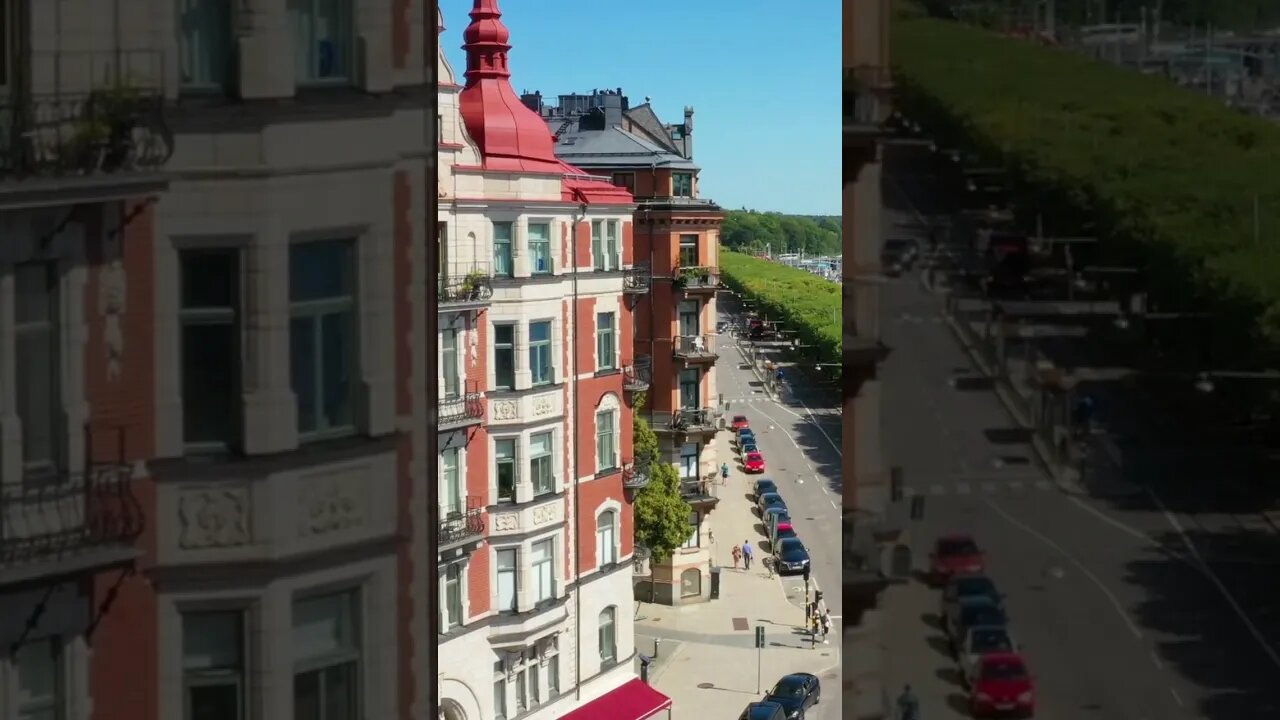 Discovering the Beauty of Stockholm from Above: A Drone Flight Over Strandvagen and Central City