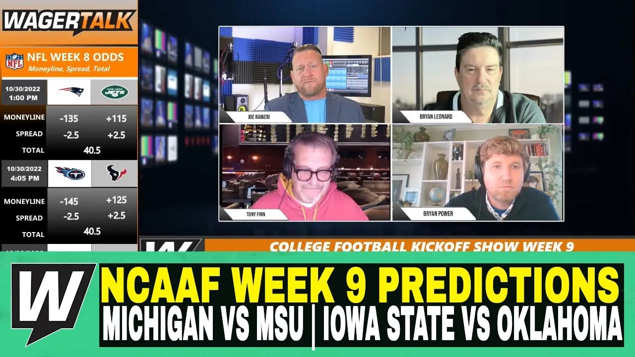 Happy Hour CFB Kickoff Show | NCAAF Week 9 Predictions | Michigan vs MSU | Iowa State vs Oklahoma