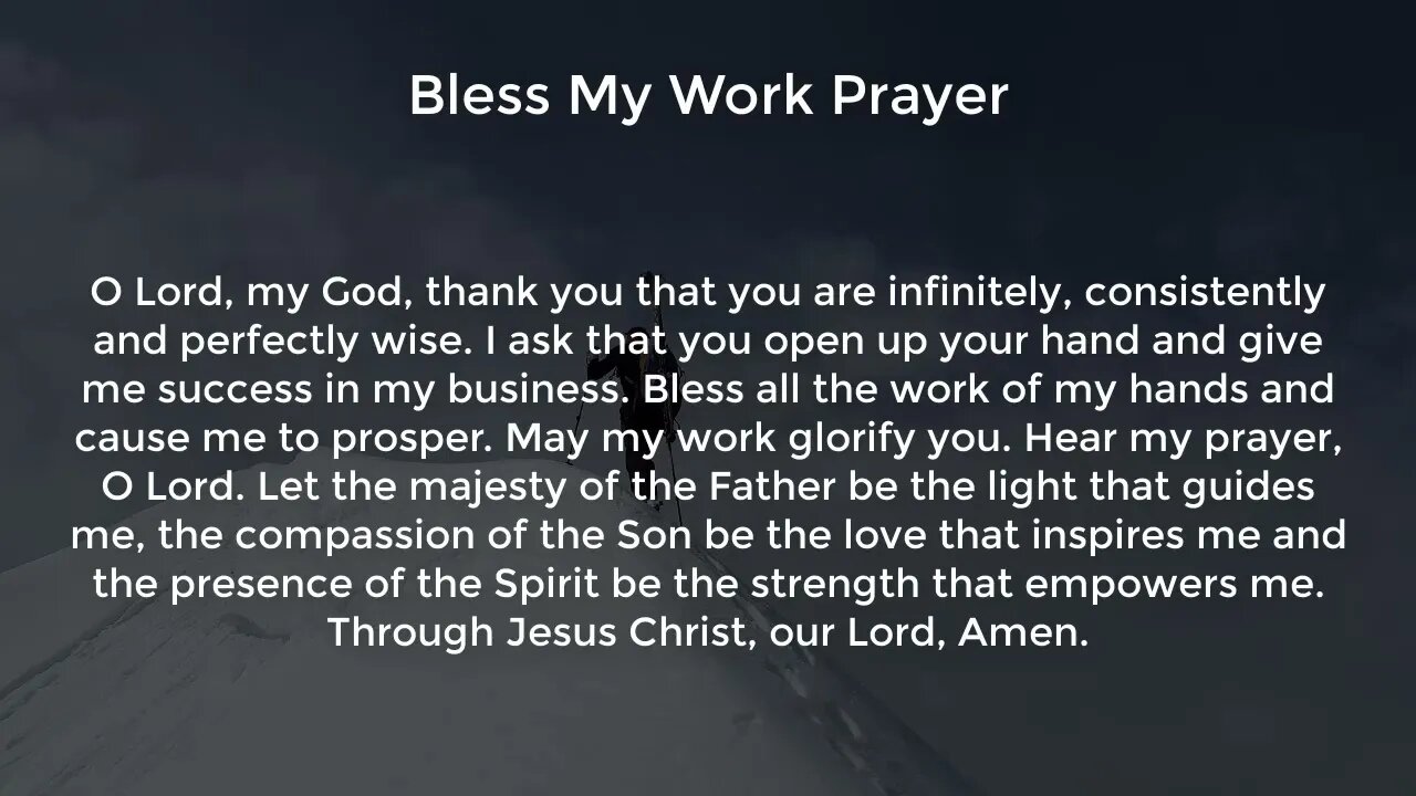 Bless My Work Prayer (Prayer for Success and Prosperity in Business)