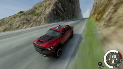 Ford $ VS $ Ram $ Trucks $ Race $ & $ Crash $ Down $ a $ Mountain $ in $ BeamNG $ Drive $ Mods!