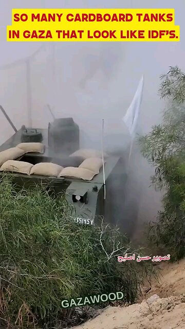 Israeli Cardboard tanks? IDF soldiers walking calmly with armed Palestinian Hamas Terrorists?