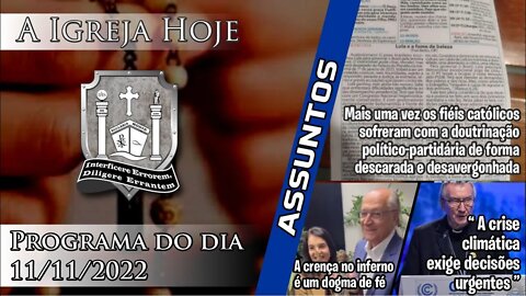 A Igreja Hoje - Programa do dia 11/11/2022