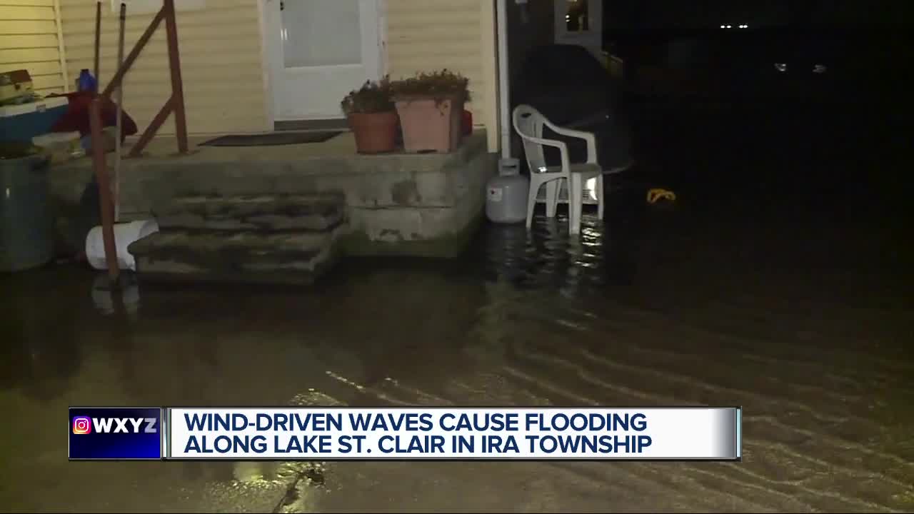 Strong winds and high water levels lead to flooding along Lake St. Clair