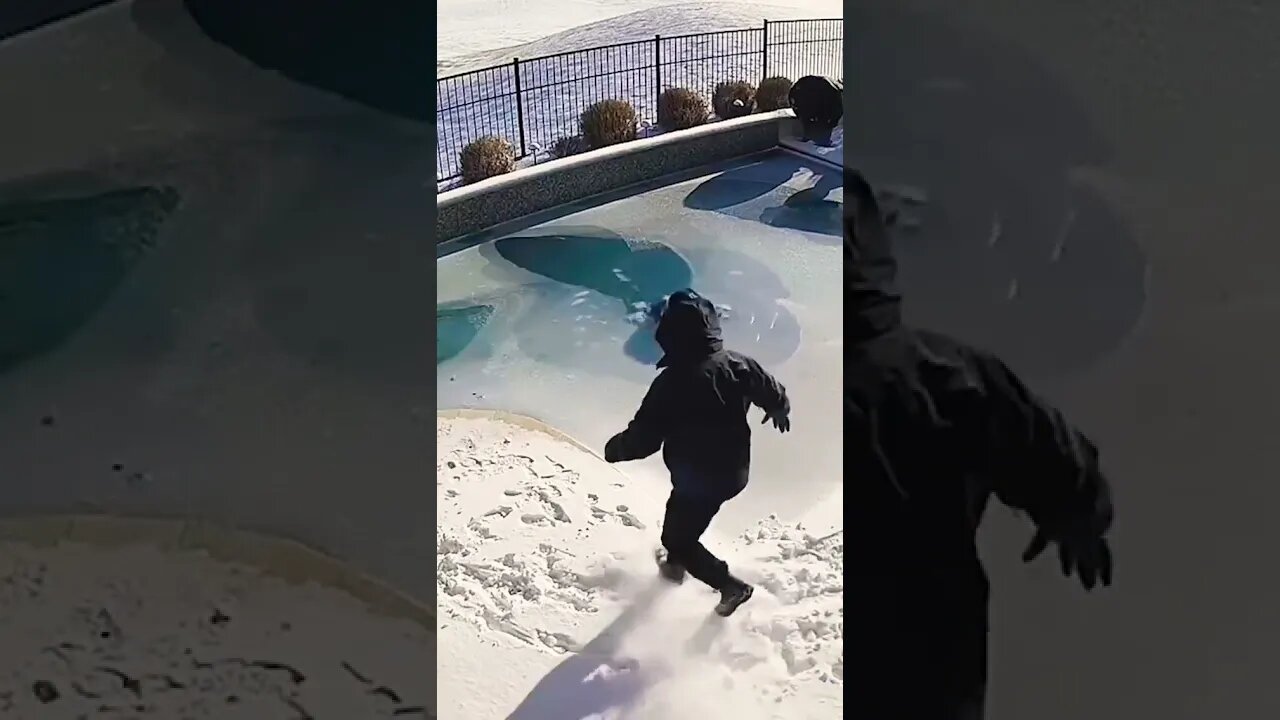 Texas man rescues his pet dog by jumping into freezing swimming pool #shorts