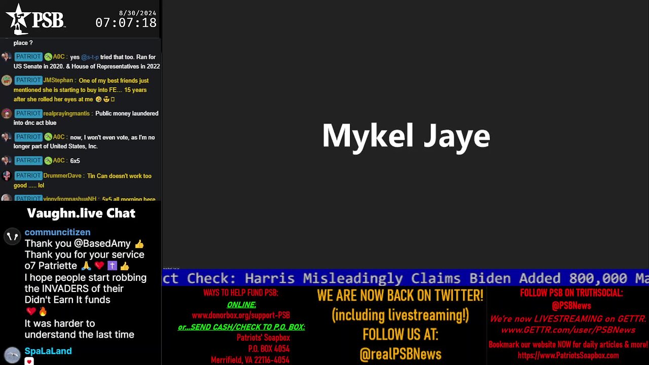 2024-08-30 07:00 EDT - Patriots Soapbox AM: with MykelJaye