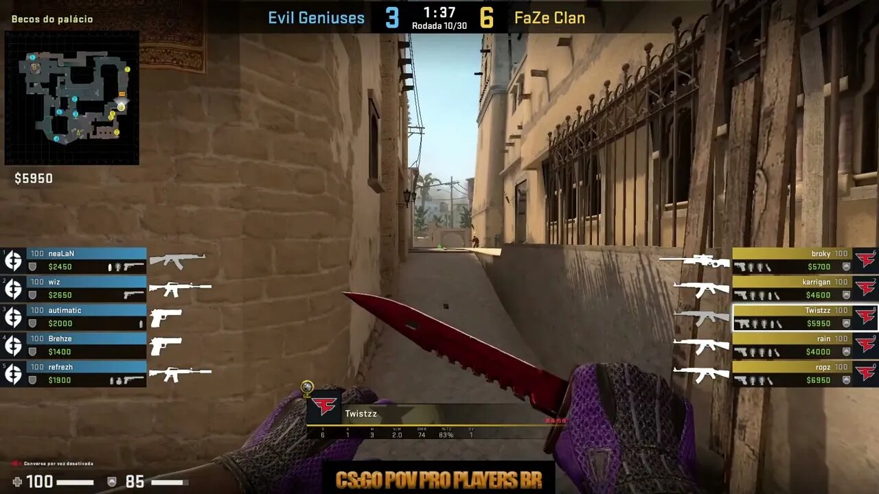 CSGO POV FaZe Twistzz (33/17) vs EG (Mirage) @ IEM Dallas 2023