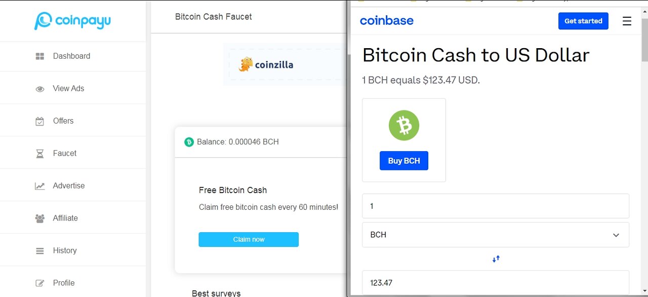 How To Earn Free 6 Bitcoin Cash BCH Satoshi Cryptocurrency At Coinpayu Every 60 minutes With Proof