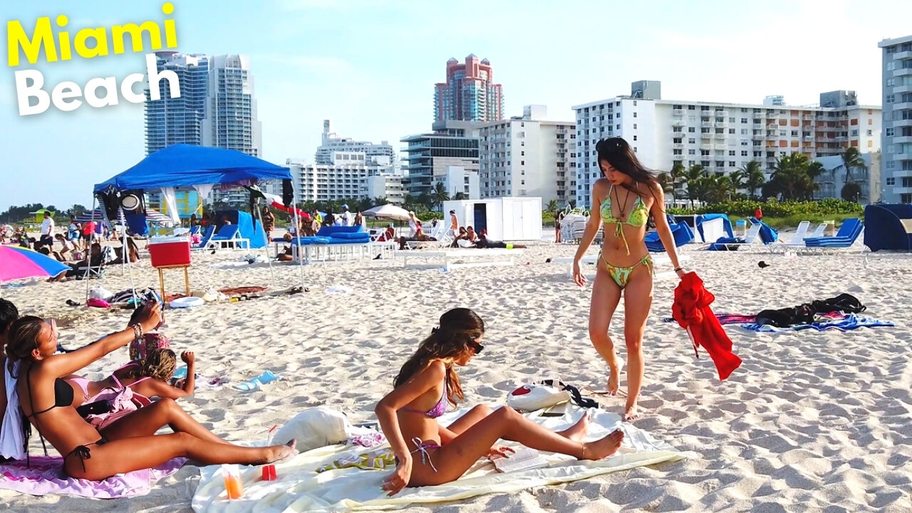 4K Miami Beach 🏖️ Virtual Walk Bikini Beach, South Beach Miami, FL