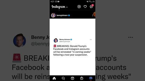 DJT FB & INSTA 2 B REINSTATED