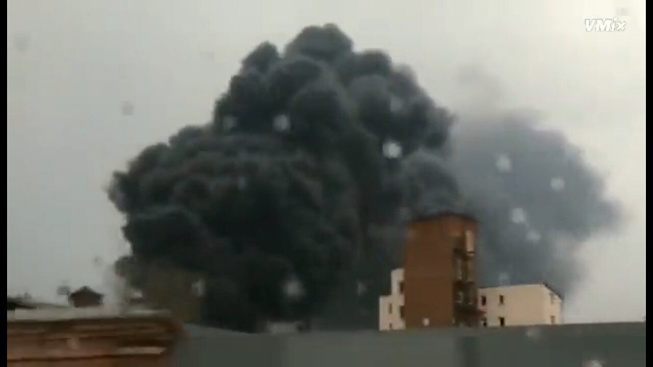 Dense smoke in Lviv Ukraine, Ukraine's western largest city was hit by artillery fire