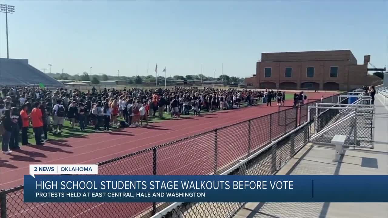 High school students stage walkouts before vote