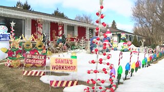 Christmas decorations are still up in this Milwaukee neighborhood