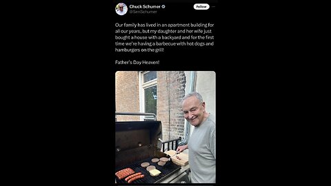 liberal satanic democrat cult klan Chuck Schumer’s Epic stupid SELF-BURN Grilling Burgers with chees