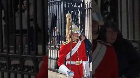 Lady in green is scared #horseguardsparade