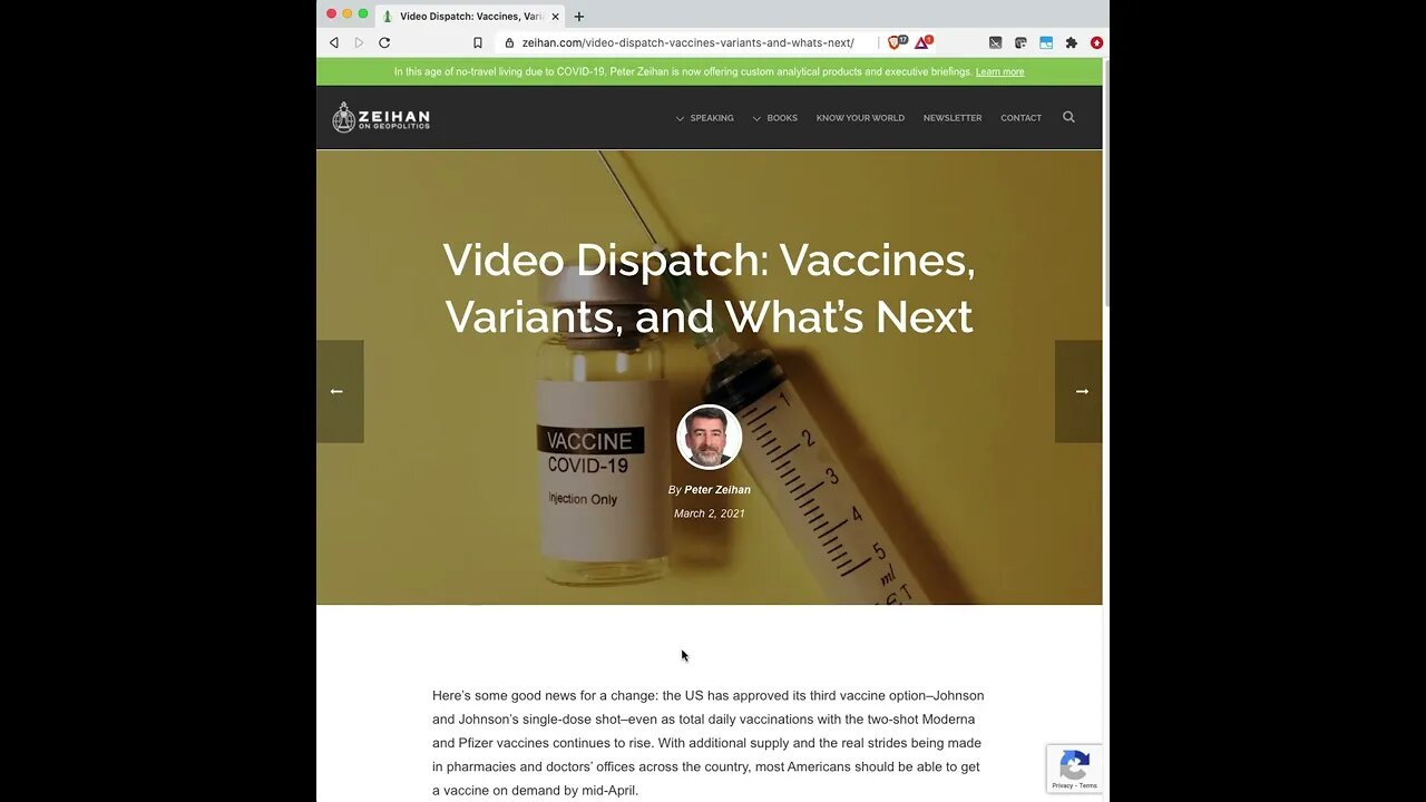 Vaccines, Variants, and What’s Next - written by Peter Zeihan
