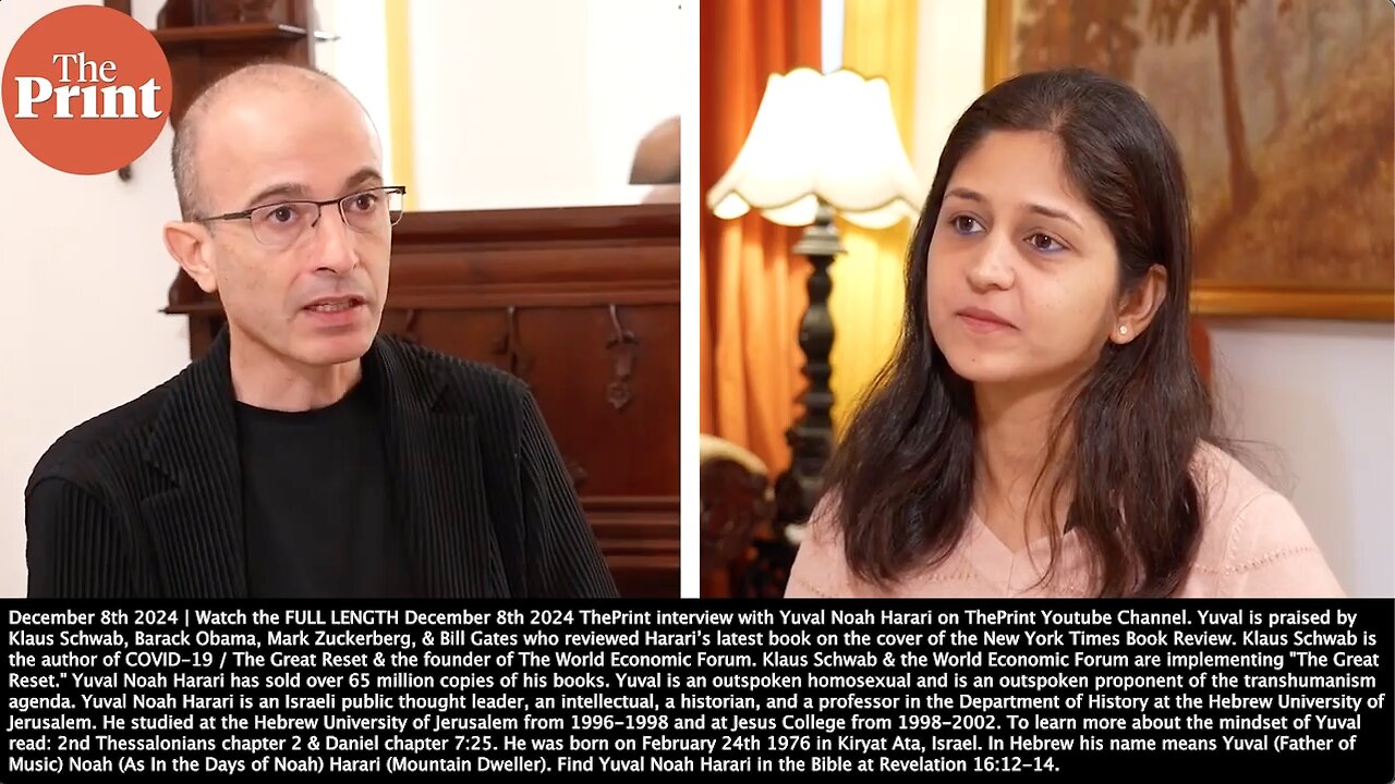 Yuval Noah Harari | "We Are Losing Control of the World to Something Else, to An Alien. AIs, They Are a Type of Alien Intelligence. They Don't Come from Another Planet of Course. We Create Them On This Planet." - 12/8/2024