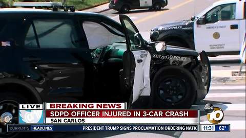 SDPD sergeant hurt in San Carlos crash