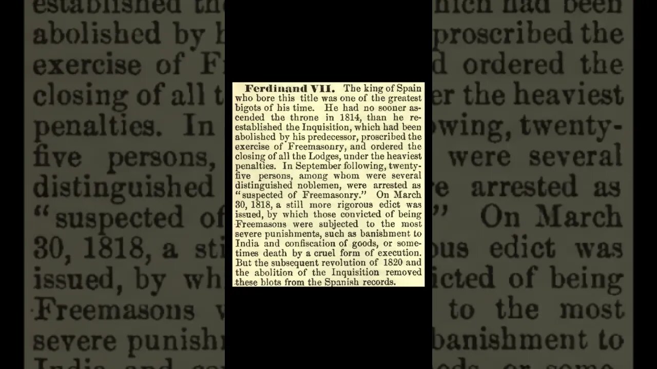 Ferdinand VII: Encyclopedia of Freemasonry By Albert G. Mackey