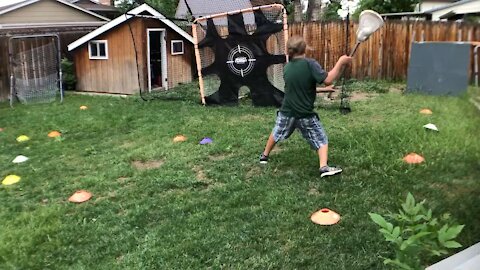 Lacrosse practice backyard with GT and JoJo War Drummer