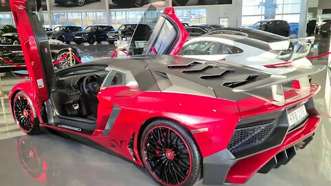 Nice Lamborghini LP750-4 SV "Candy Red" at Platinum Cars Norrköping [8k]