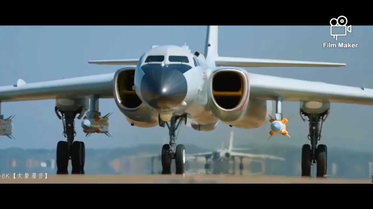 The elephant walk & level bombing of China's Navy Xian H-6 anti-ship bombers during a drill