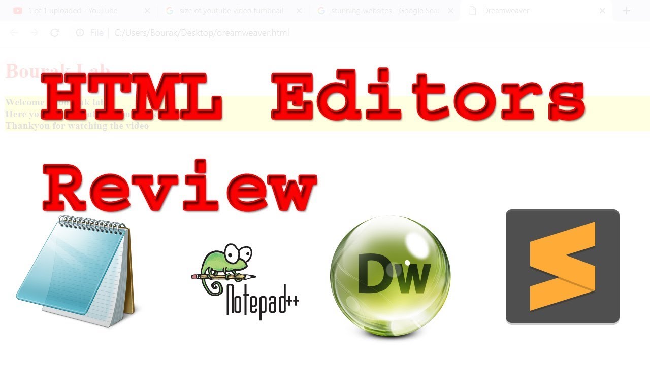 Review on HTML Editors: SublimeText VS. Dreamweaver VS. Notepad VS. Notepad++ [Hindi/Urdu]