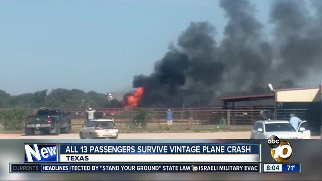 All 13 passengers survive wintage plane crash