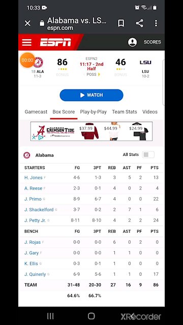 Bama stats vs LSU