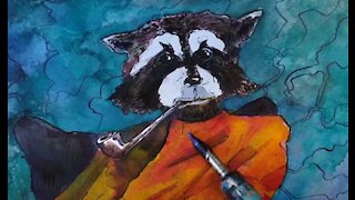 Drawing a raccoon with a pipe