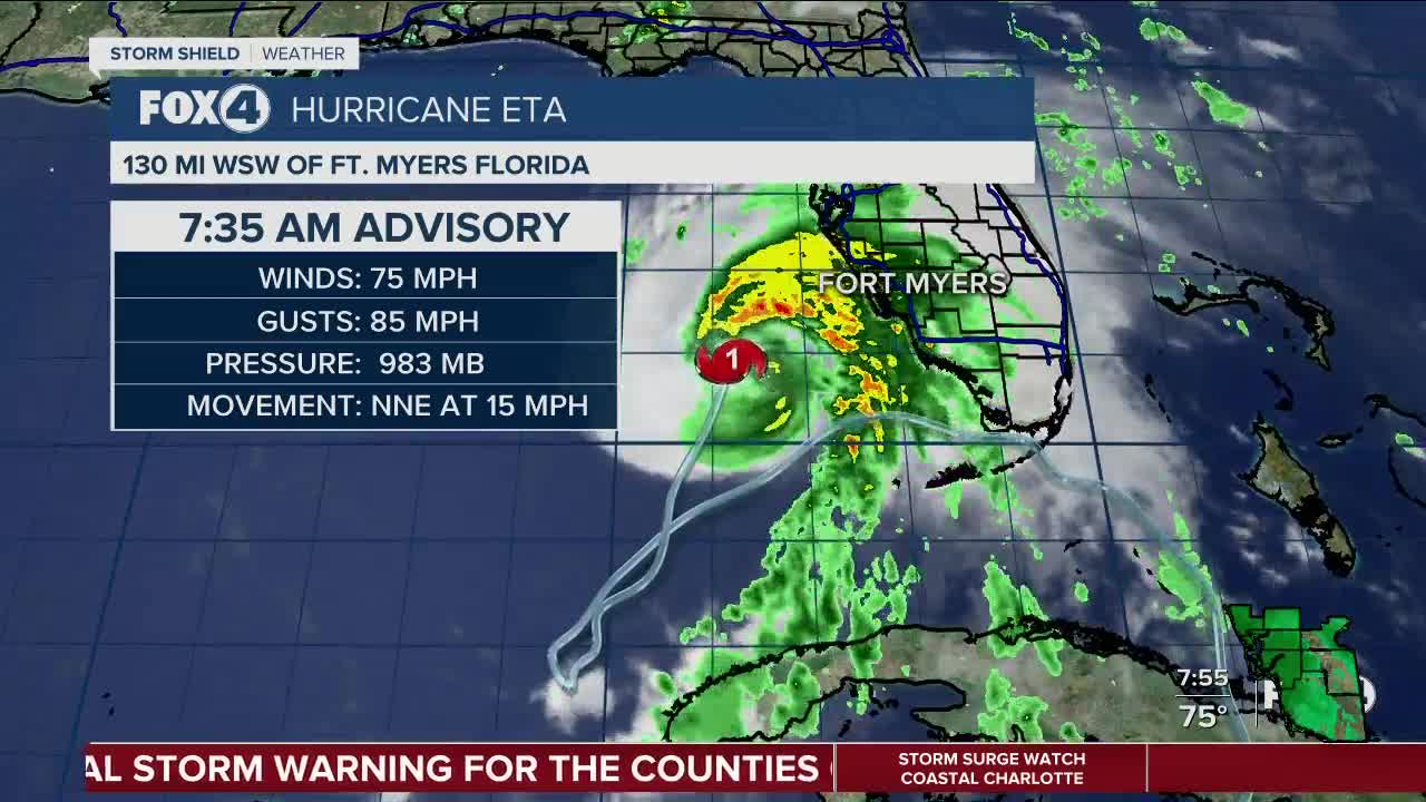 Eta upgraded to a hurricane