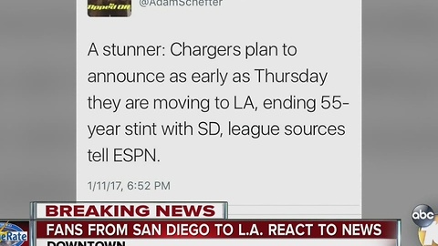 Fans from San Diego to Los Angeles react to Chargers news