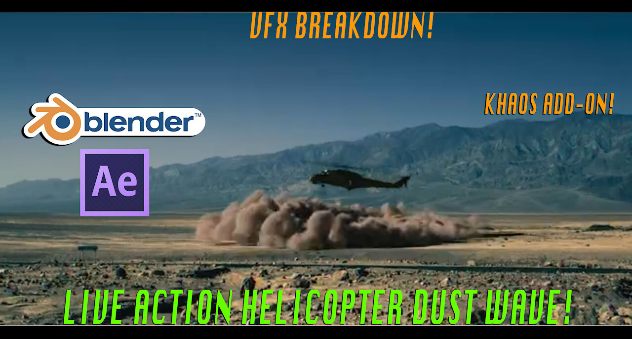 Blender 3d Helicopter Landing VFX Breakdown Promo: Ft. KHAOS add-on dust wave tutorial result