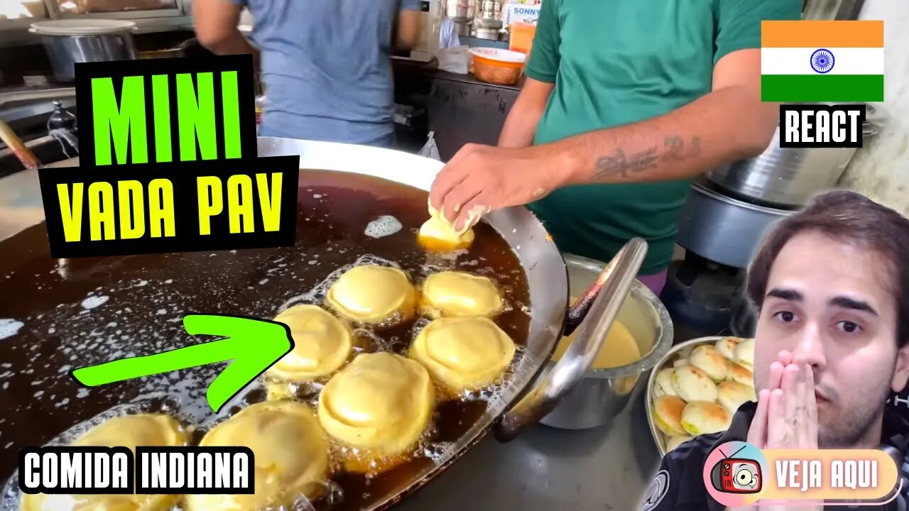 Conheça o MINI VADA PAV INDIANO! Reagindo a COMIDAS DE RUA INDIANAS | Veja Aqui Reacts