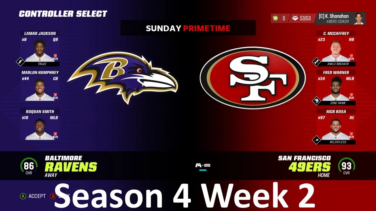 Madden Nfl 23 Ravens Vs 49ers Simulation Franchise S4 W2